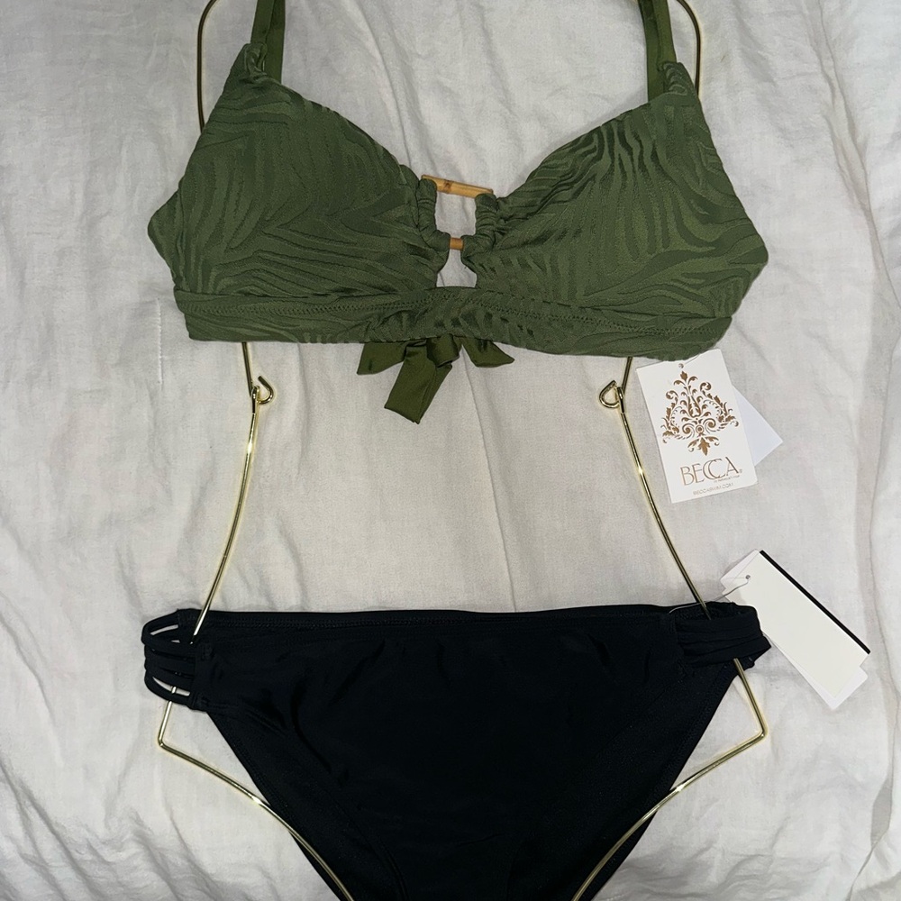 Becca Women's Green and Black Bikini Set (BOTTOMS is Salt and Cove)